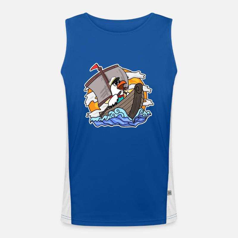 Möwe im Boot Funktionelles Kontrast-Tank Top für Männer 