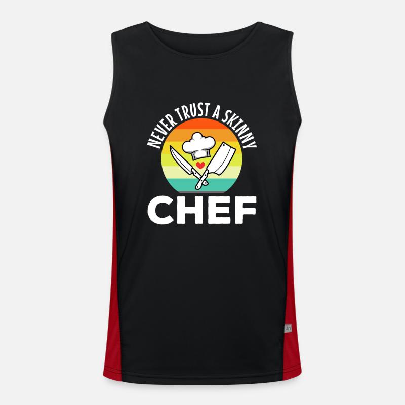 Never trust a skinny chef Funktionelles Kontrast-Tank Top für Männer 