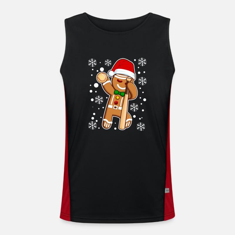 Dabbing Lebkuchenmann Weihnachtsmann Softball Funktionelles Kontrast-Tank Top für Männer 