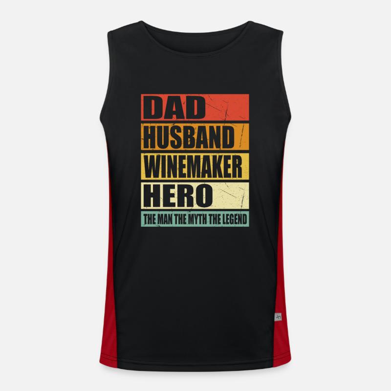 Father Husband Winemaker Held Men's Functional Contrast Tank Top 