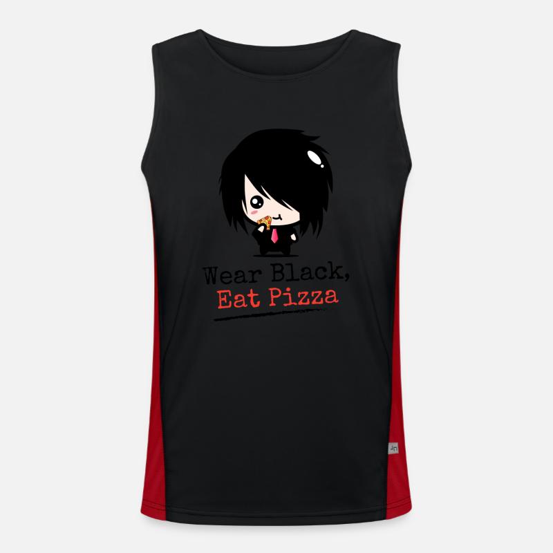 Tragen Sie Black Eat Pizza | Jungen Emo Kleidung | Emocoree Funktionelles Kontrast-Tank Top für Männer 