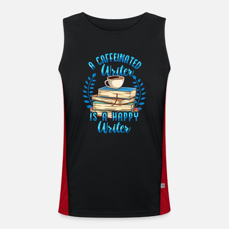 A Caffeinated Writer Coffee Men's Functional Contrast Tank Top 