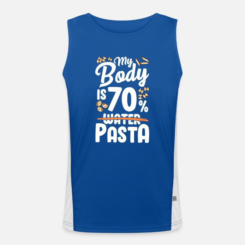 Mon corps est composé à 70% de pâtes Débardeur respirant contrasté Homme 