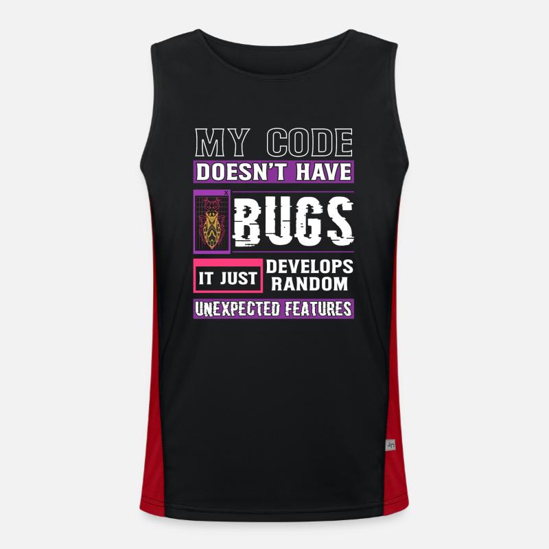 Développeur Mon code n’a pas de bugs Codage amusant - Débardeur respirant contrasté Homme  - noir/rouge