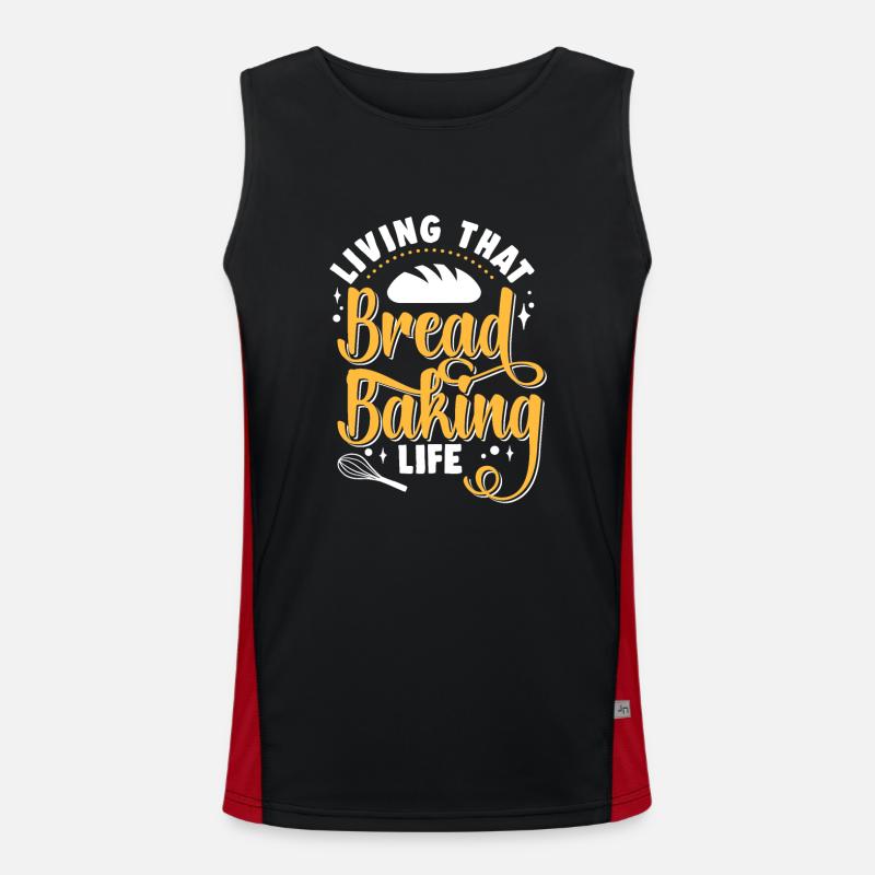 Bread Baking Baker Bakery Sourdough - Men's Functional Contrast Tank Top  - black/red