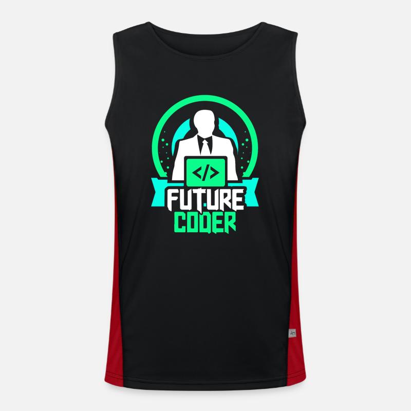 Zukünftiger Coder Coding Programmierer Code - Funktionelles Kontrast-Tank Top für Männer  - Schwarz/Rot