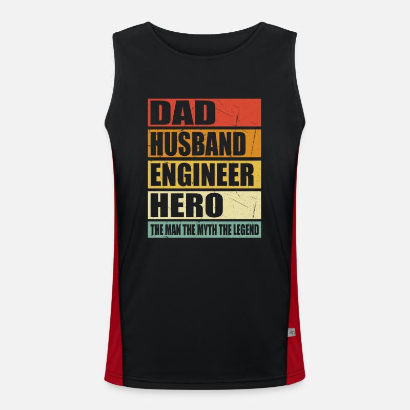 Father Husband Engineer Held - Men's Functional Contrast Tank Top - black/red