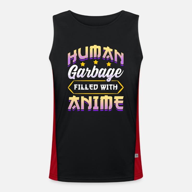 Funny Anime Manga Design Human Garbage Men's Functional Contrast Tank Top 