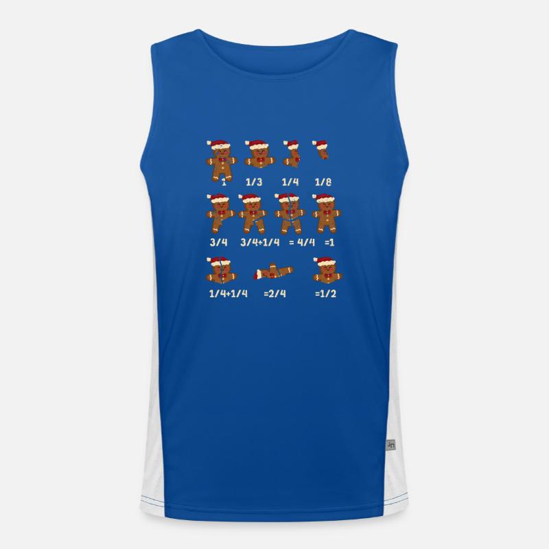 Weihnachten Math Lehrer Bruch Lebkuchen Cookie Funktionelles Kontrast-Tank Top für Männer 