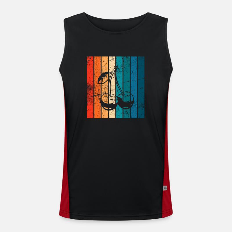 Cherry Fruit Lover Retro Healthy Gift idea Funktionelles Kontrast-Tank Top für Männer 