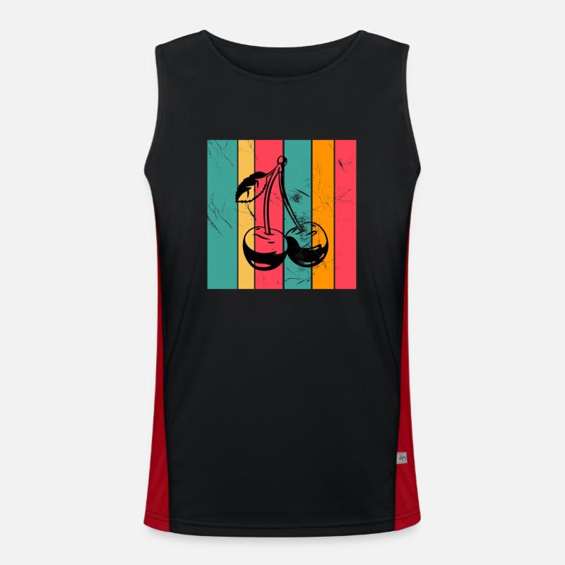 Cherry Fruit Lover Retro Healthy Gift idea Funktionelles Kontrast-Tank Top für Männer 