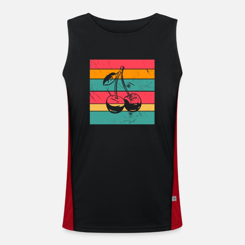 Cherry Fruit Lover Retro Healthy Gift idea Funktionelles Kontrast-Tank Top für Männer 