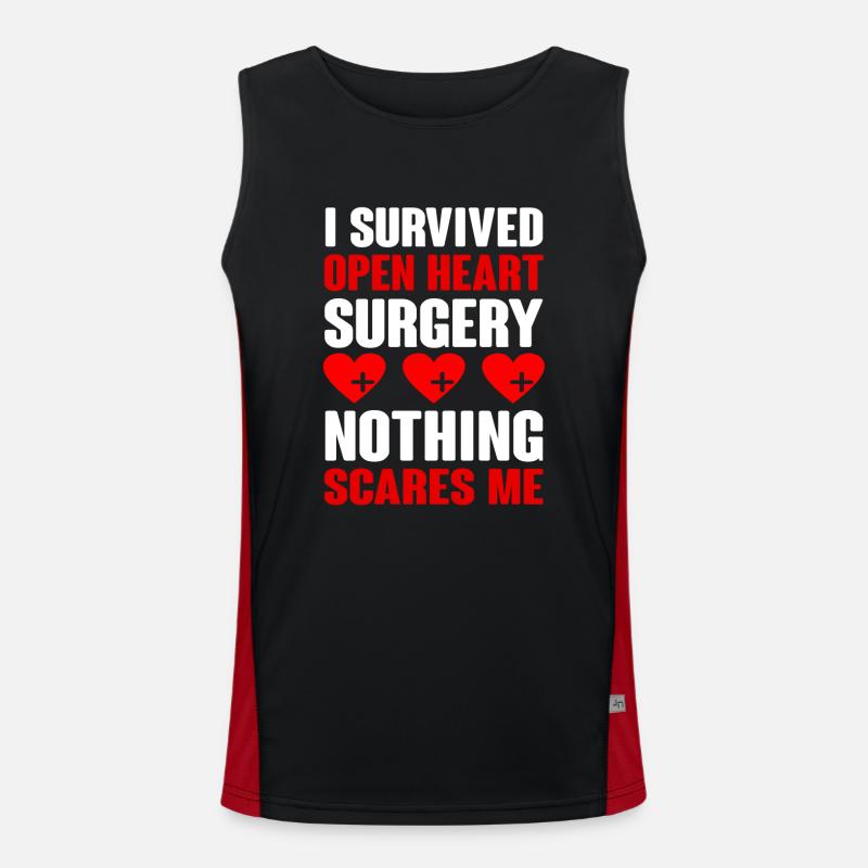 Open Heart Surgery Gift - Men's Functional Contrast Tank Top - black/red