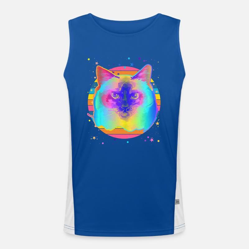Birma Cat Regenbogen Space Schwarz Funktionelles Kontrast-Tank Top für Männer 