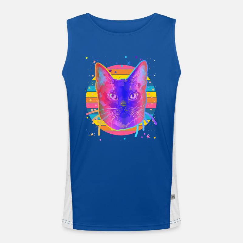 Chat birman Rainbow Space Black Débardeur respirant contrasté Homme 