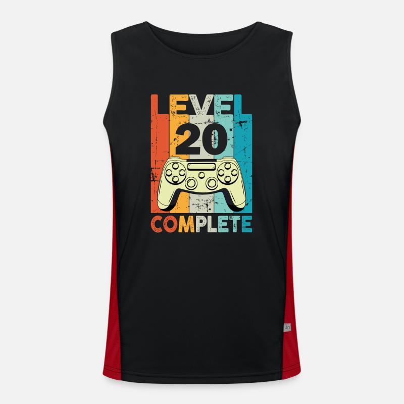 Level 20 Complete Gaming Birthday Men's Functional Contrast Tank Top 