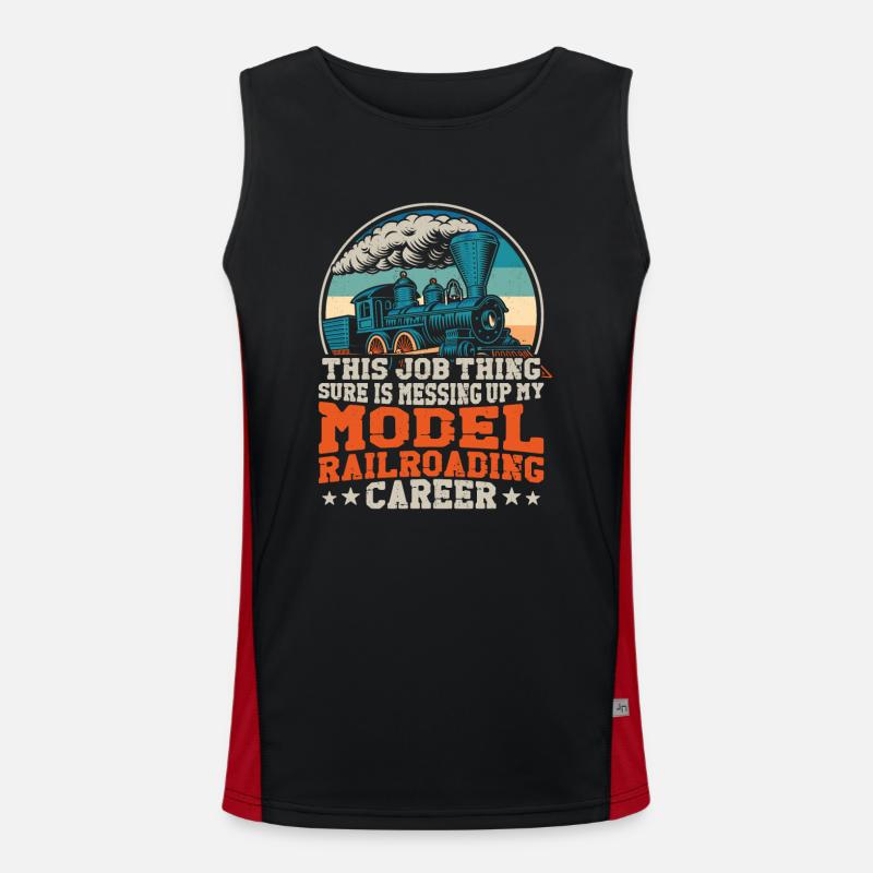 Steam Train Driver Trainspotting Funktionelles Kontrast-Tank Top für Männer 