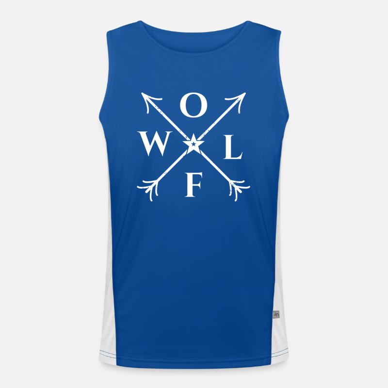 Wolf X- Form Motiv Wolf Geschenk Funktionelles Kontrast-Tank Top für Männer 