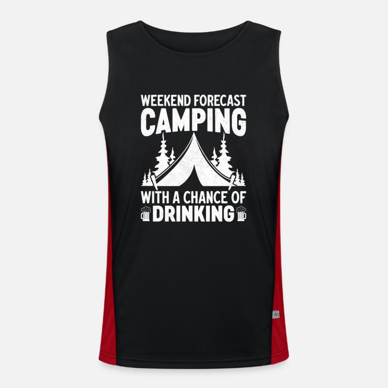 Weekend forecast camping with a chance of drinking Men's Functional Contrast Tank Top 