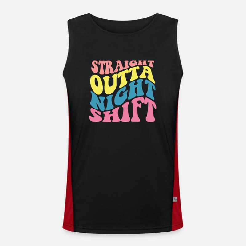 Directly from the night shift - Men's Functional Contrast Tank Top - black/red