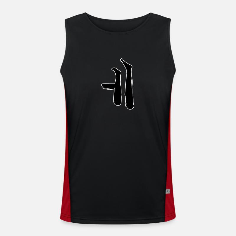 Korean letter E - Men's Functional Contrast Tank Top - black/red
