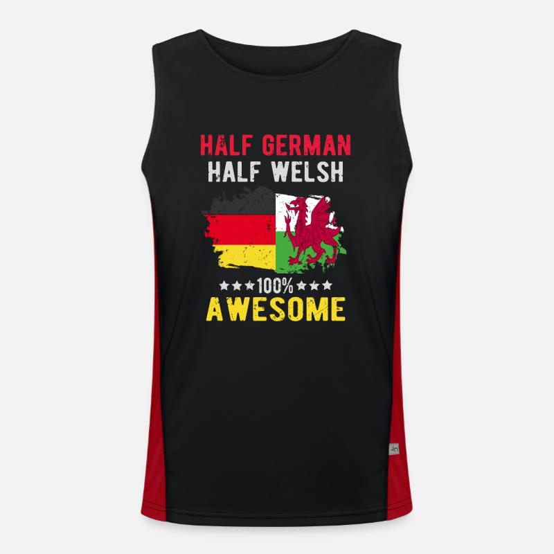 Halb Deutsch Halb Waliser Funktionelles Kontrast-Tank Top für Männer 
