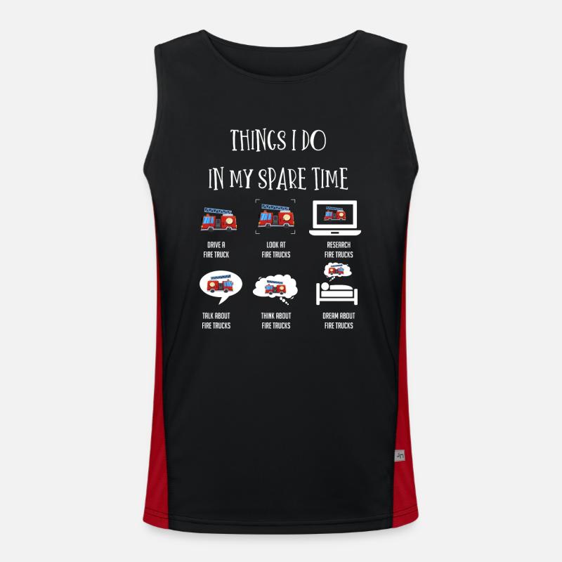 Things I do, fire truck, fire trucks Men's Functional Contrast Tank Top 