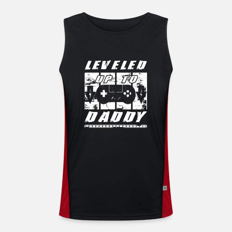 Leveled Up To Daddy Im going to Be A Dad Gift Idea Men's Functional Contrast Tank Top 