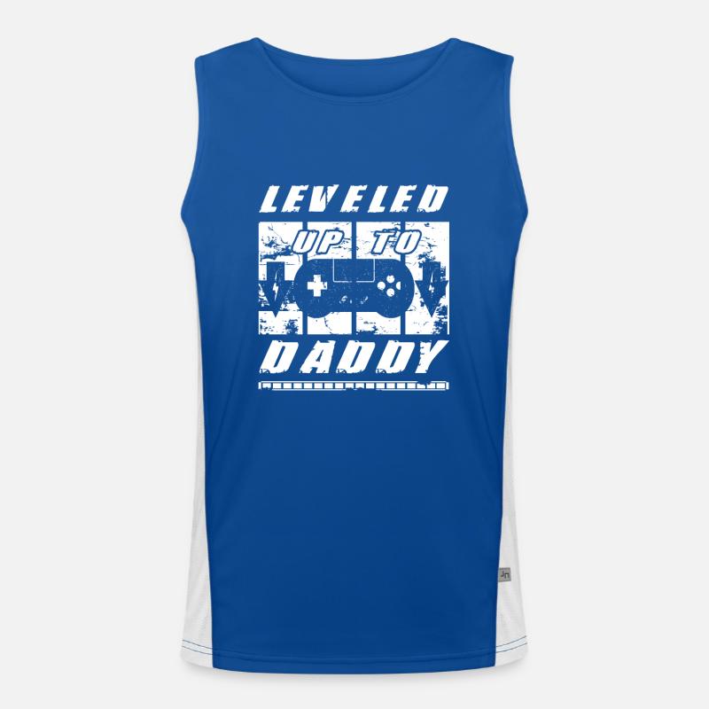 Leveled Up To Daddy Im going to Be A Dad Gift Idea Men's Functional Contrast Tank Top 