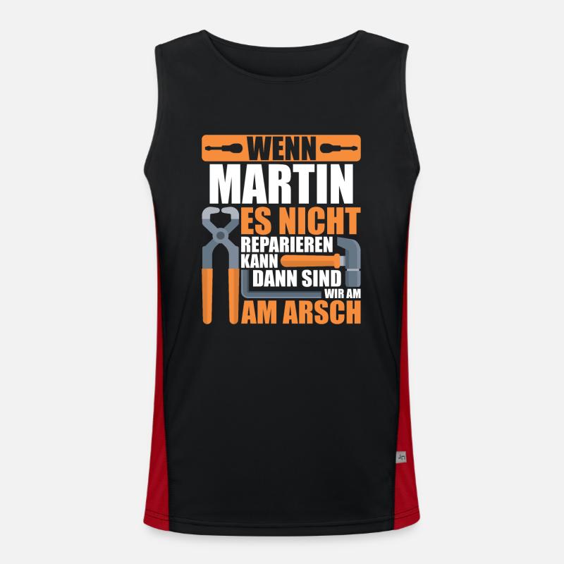 Vorname Martin Name Geburtstag Geschenk Funktionelles Kontrast-Tank Top für Männer 