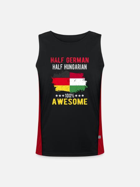 Half German Half Hungarian - Men's Functional Contrast Tank Top  - black/red - Front