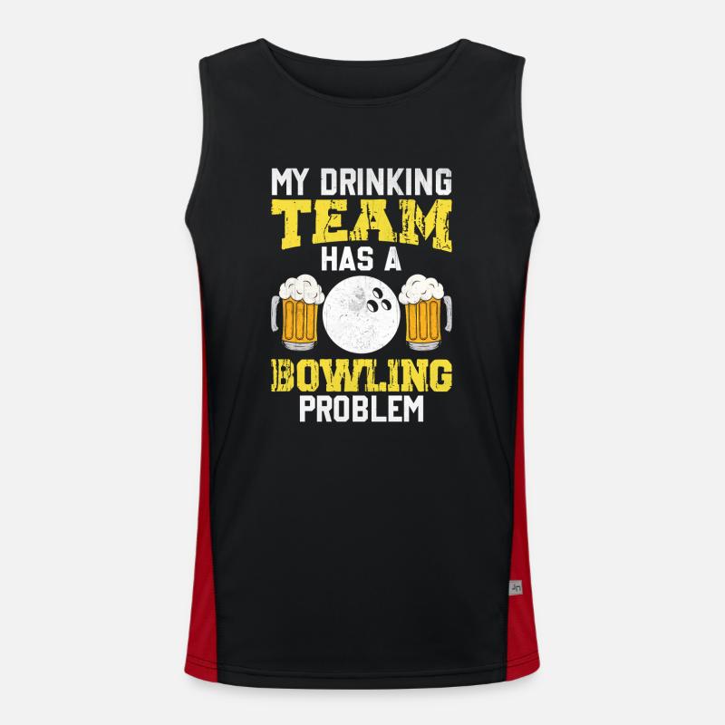 Mon équipe de buveurs a un problème de bowling Débardeur respirant contrasté Homme 