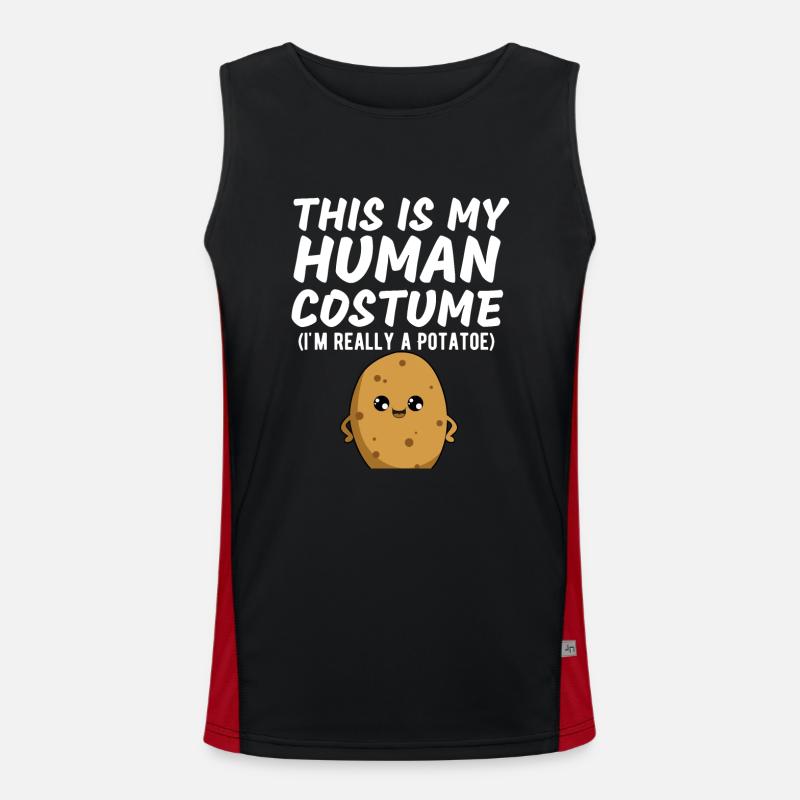 This Is My Human Costume I'm Really A Potato Funny Men's Functional Contrast Tank Top 