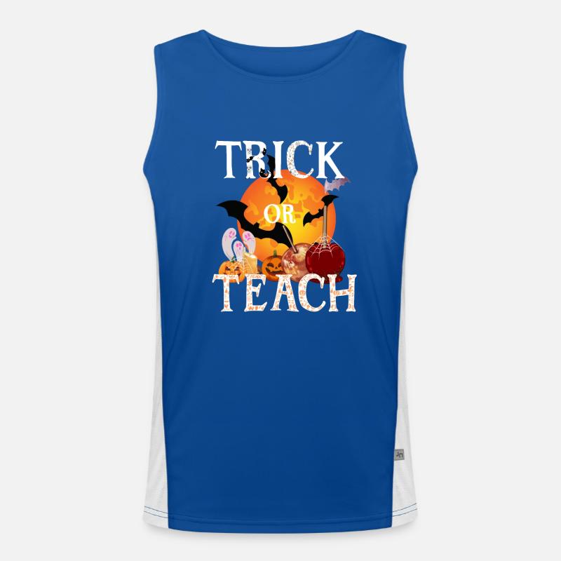 Trick or Teach Halloween Moon Candy Toffee Äpfel Funktionelles Kontrast-Tank Top für Männer 