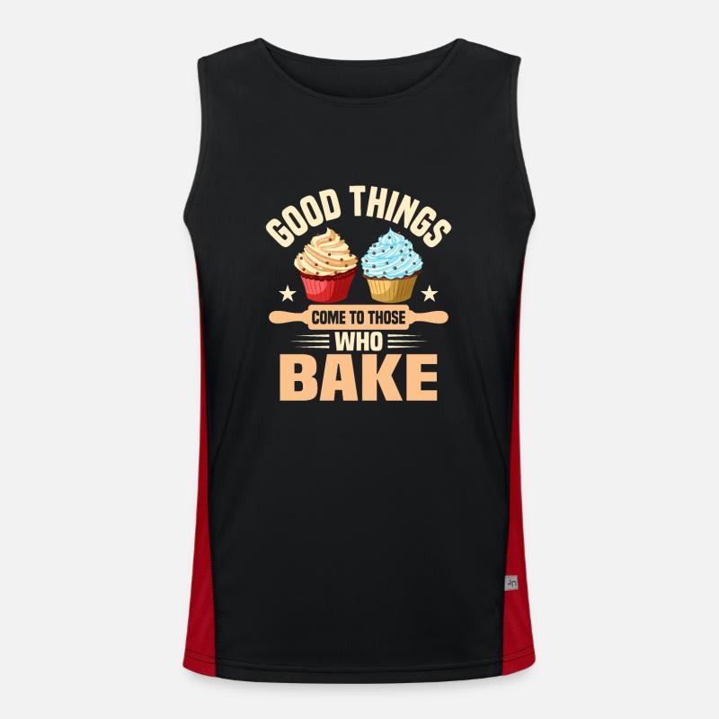 Good Things Come Tho Those Who Bake Baking Pies Funktionelles Kontrast-Tank Top für Männer 