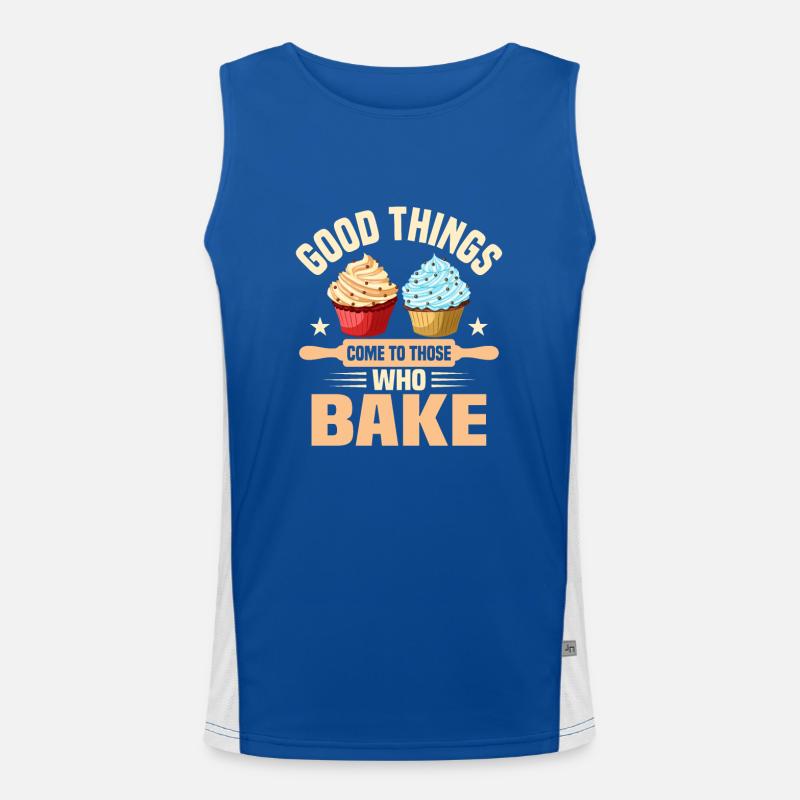 Good Things Come Tho Those Who Bake Baking Pies Funktionelles Kontrast-Tank Top für Männer 