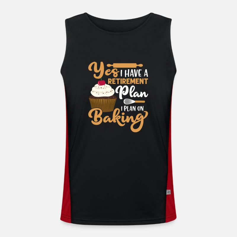Yes I Have A Retirement Plan I Plan On Baking Bake Funktionelles Kontrast-Tank Top für Männer 