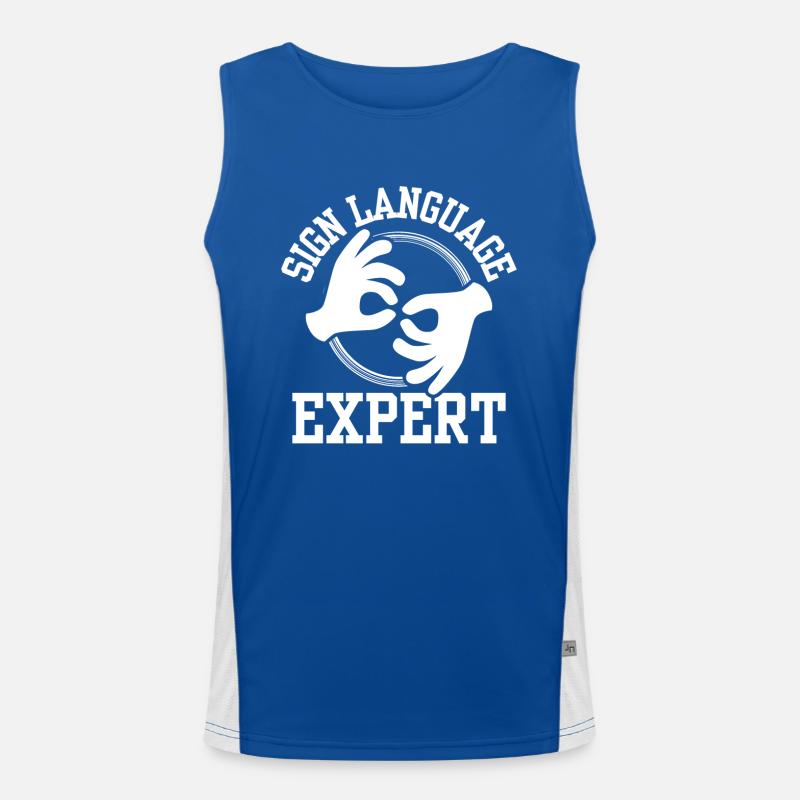 Sign Language Expert Awareness Sign Gestures Men's Functional Contrast Tank Top 
