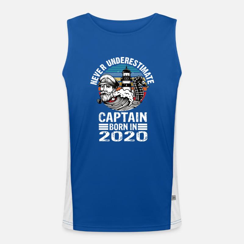 Never Underestimate Captain born in 2020 Men's Functional Contrast Tank Top 