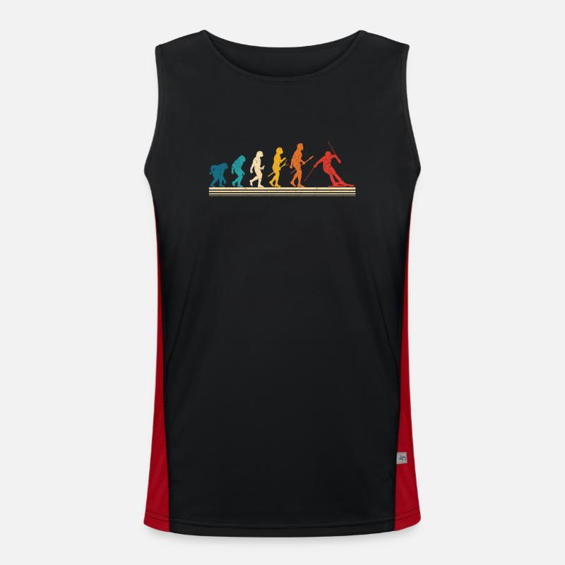 Skifahren Evolution des Menschen Lustige Ski Funktionelles Kontrast-Tank Top für Männer 