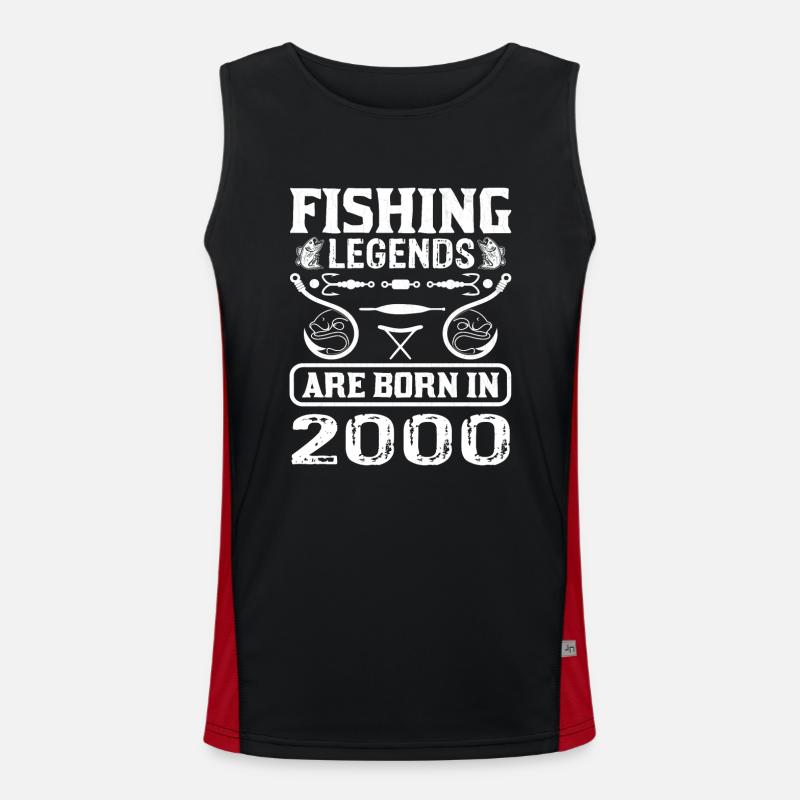 Fishing Legends Are Born In 2000 Funktionelles Kontrast-Tank Top für Männer 
