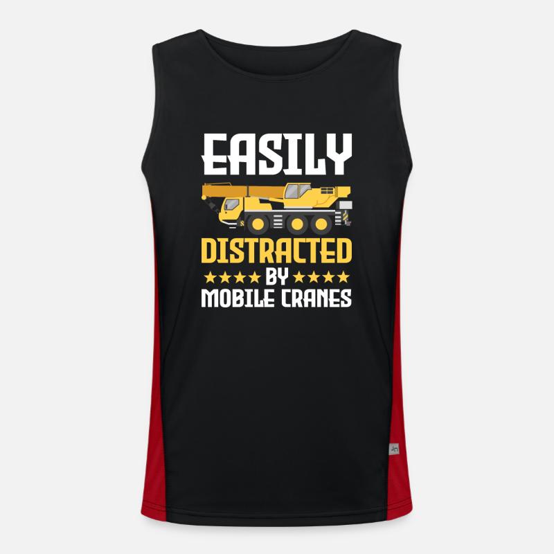 Funny mobile crane operator Men's Functional Contrast Tank Top 