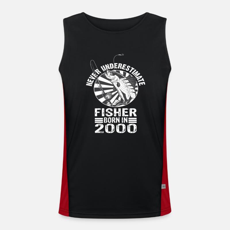 Never Underestimate Fisher born 2000 Funktionelles Kontrast-Tank Top für Männer 