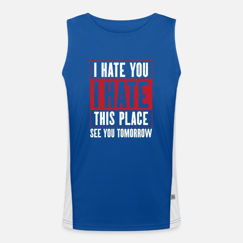 Fitnessstudio Ich Hasse Gym Spruch Funktionelles Kontrast-Tank Top für Männer 