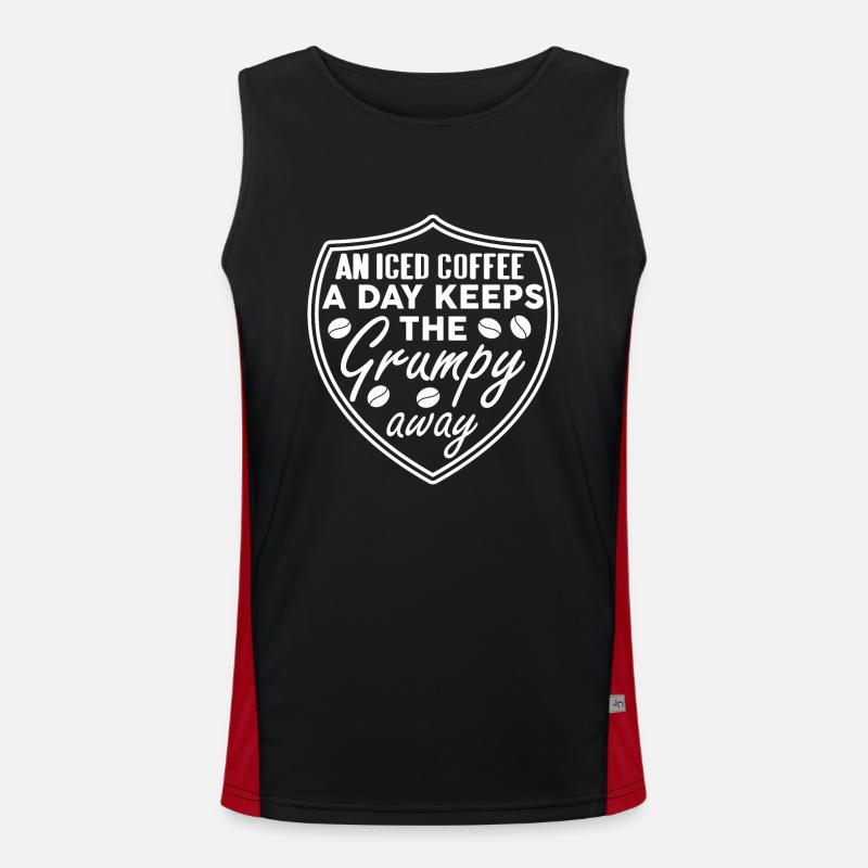 An iced coffee a day keeps the grumpy away Funktionelles Kontrast-Tank Top für Männer 
