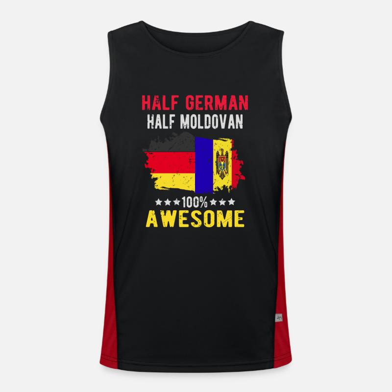 Half German Half Moldovan - Men's Functional Contrast Tank Top - black/red