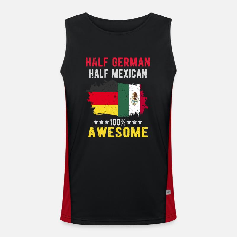 Half German half Mexican - Men's Functional Contrast Tank Top - black/red