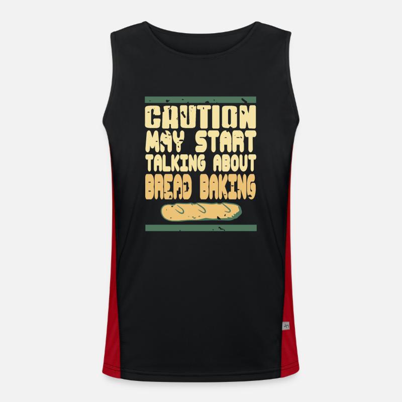 Caution may start talking about bread baking Funktionelles Kontrast-Tank Top für Männer 