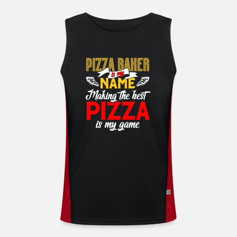 Pizzabäcker Pizzaliebhaber Pizza Geschenk Funktionelles Kontrast-Tank Top für Männer 
