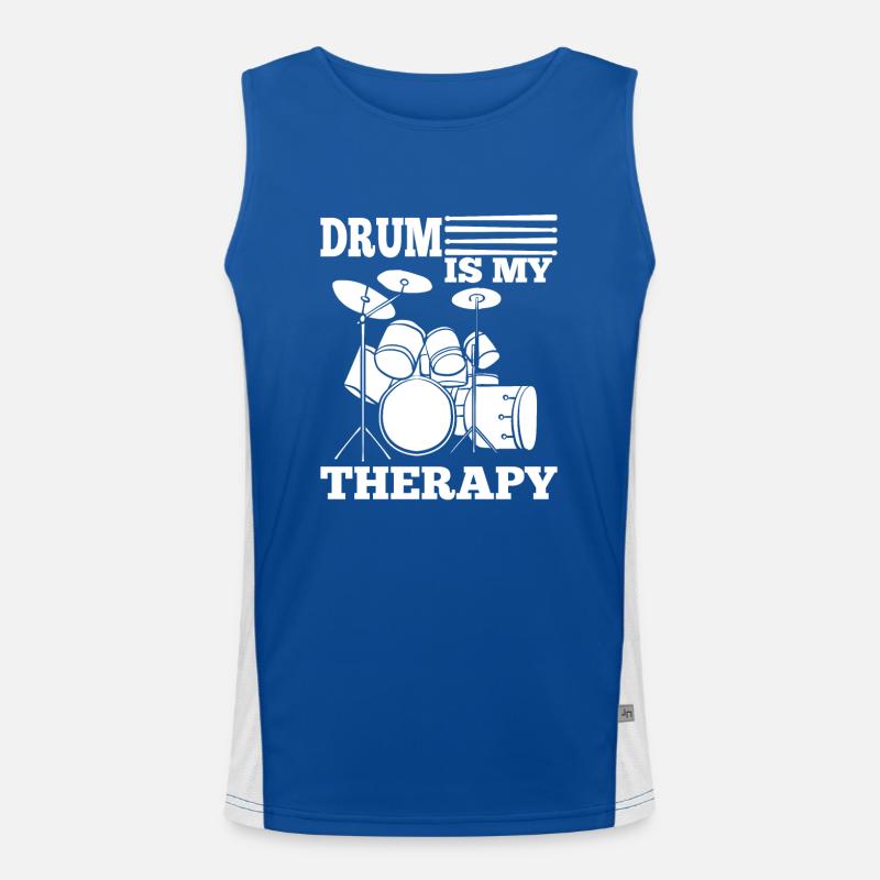 Drum Is My Therapy Drum Set - Funny Drummer Gift Funktionelles Kontrast-Tank Top für Männer 